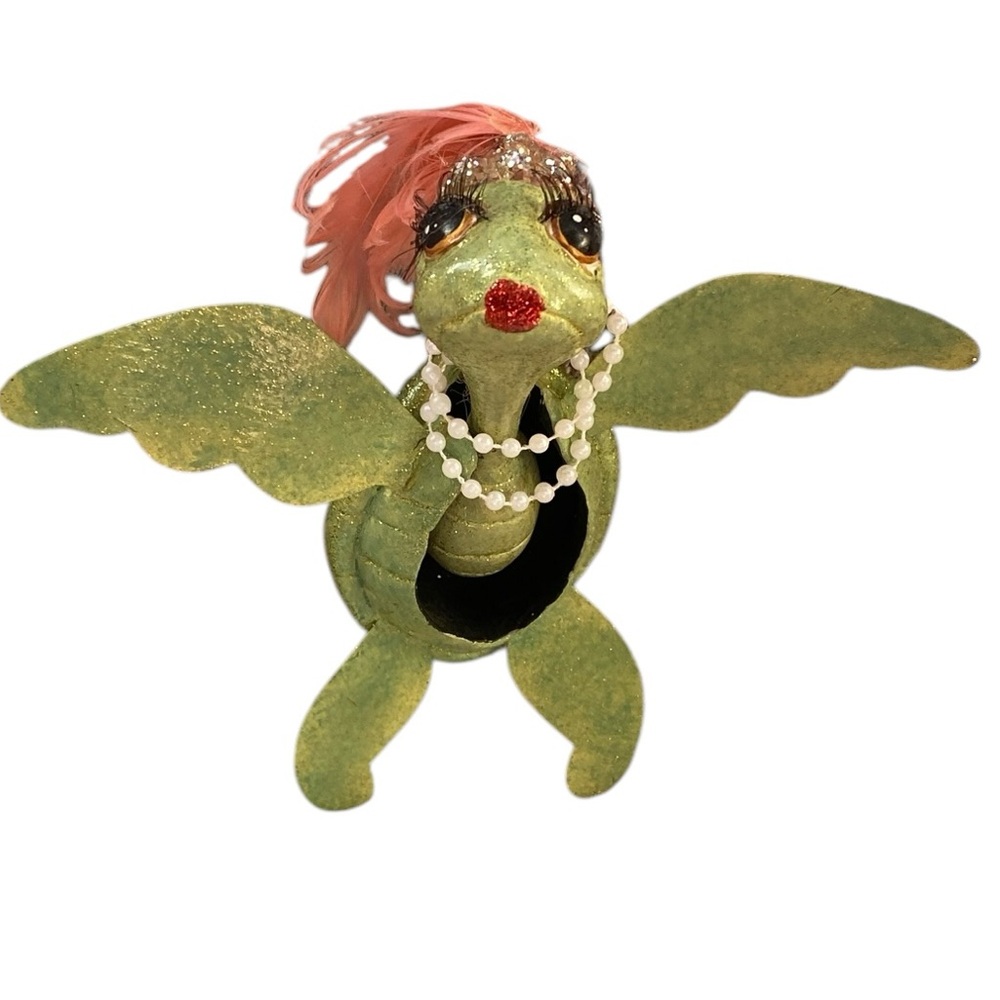 Katherine’s Turtle Collection Green Pink Feather Ornament Great Condition! Rare!